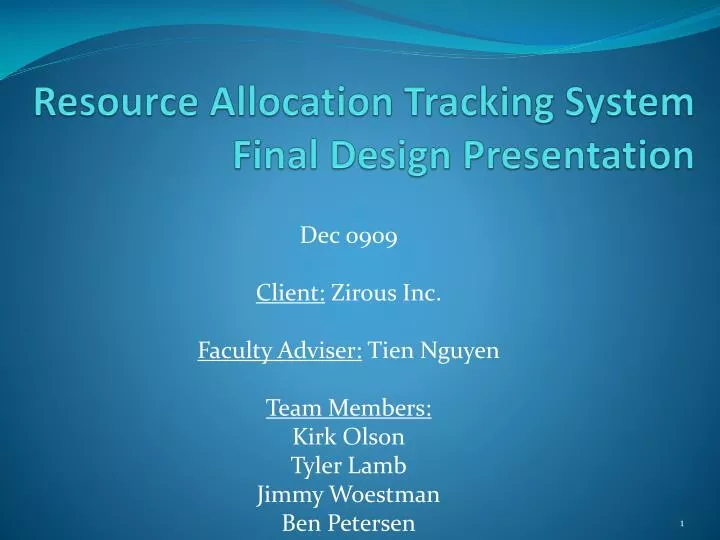 resource allocation tracking system final design presentation