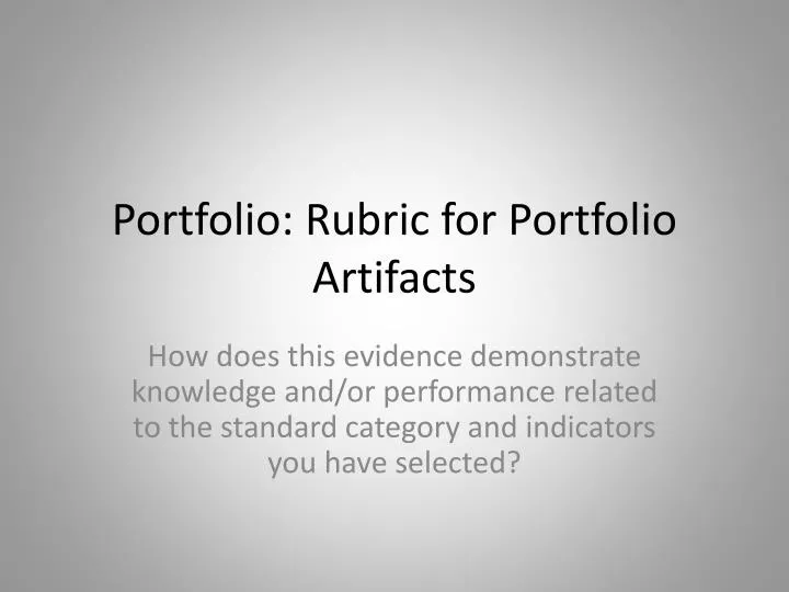 portfolio rubric for portfolio artifacts