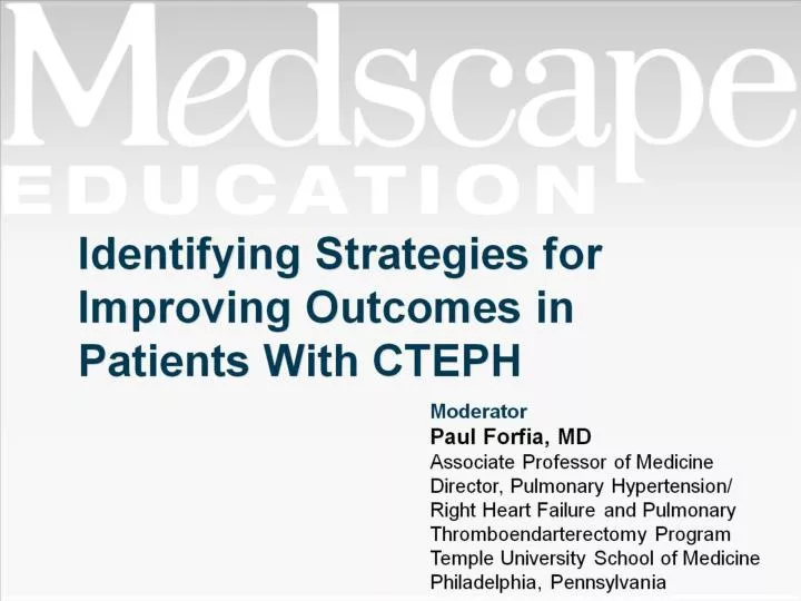 identifying strategies for improving outcomes in patients with cteph