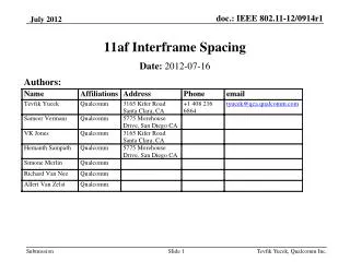 11af Interframe Spacing