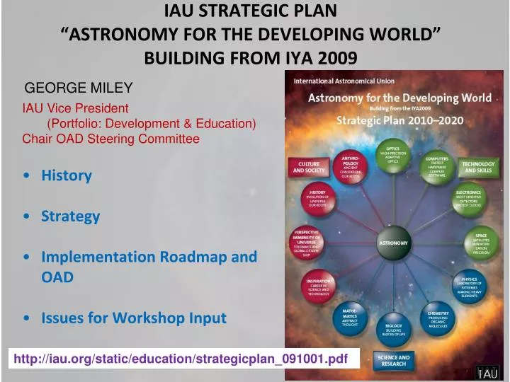 iau strategic plan astronomy for the developing world building from iya 2009