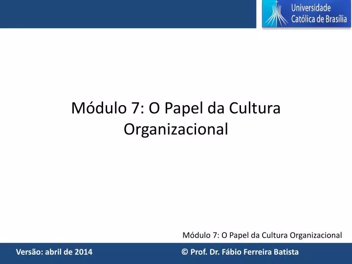 m dulo 7 o papel da cultura organizacional