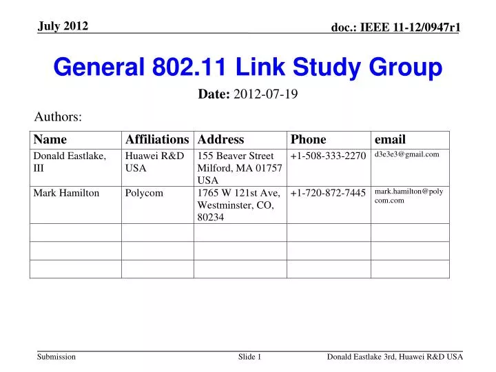 general 802 11 link study group