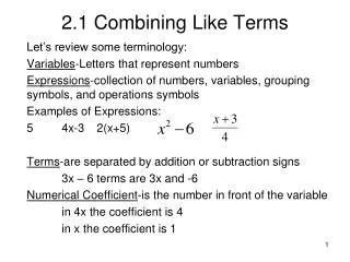 2.1 Combining Like Terms