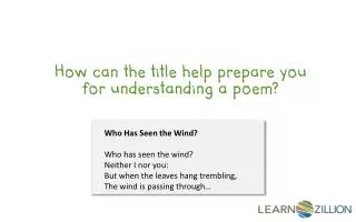 How can the title help prepare you for understanding a poem?