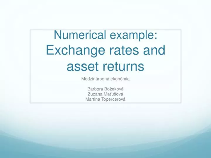 numerical example exchange rates and asset returns