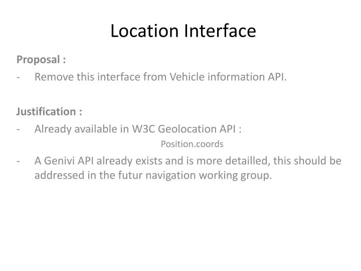 location interface