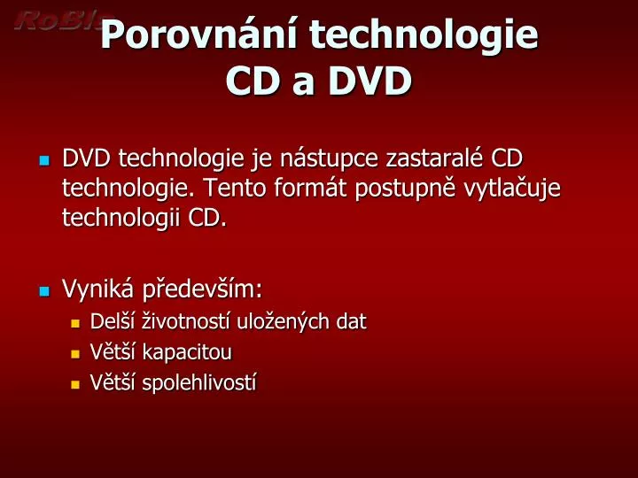 porovn n technologie cd a dvd