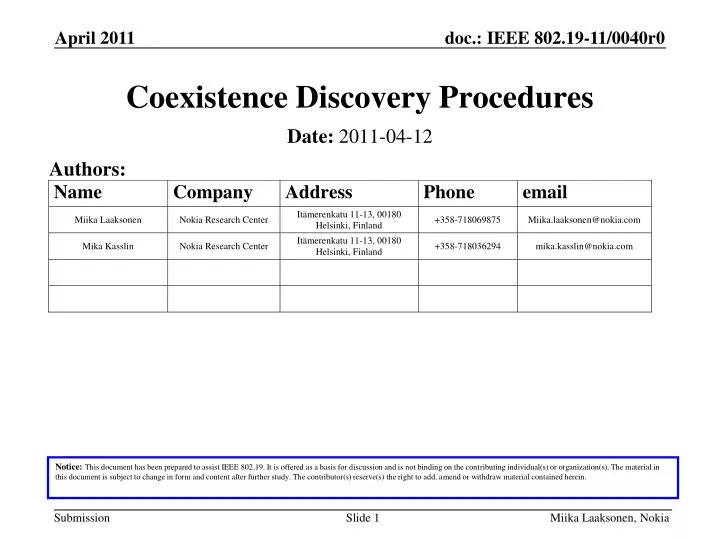 coexistence discovery procedures