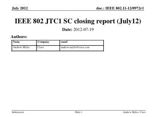 IEEE 802 JTC1 SC closing report (July12)