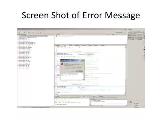 Screen Shot of Error Message