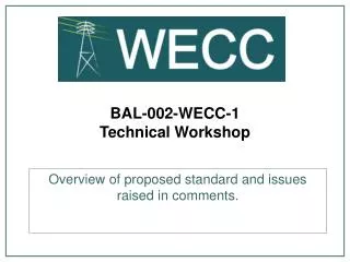 BAL-002-WECC-1 Technical Workshop