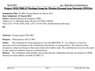 Project: IEEE P802.15 Working Group for Wireless Personal Area Networks (WPANs)