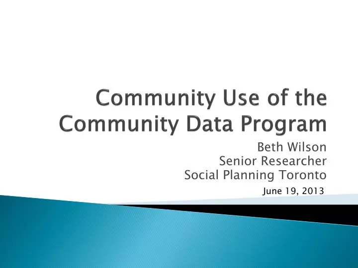 community use of the community data program