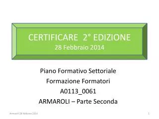 piano formativo settoriale formazione formatori a0113 0061 armaroli parte seconda