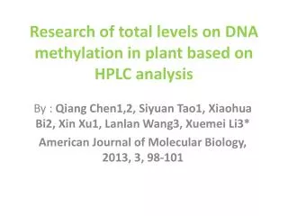 research of total levels on dna methylation in plant based on hplc analysis