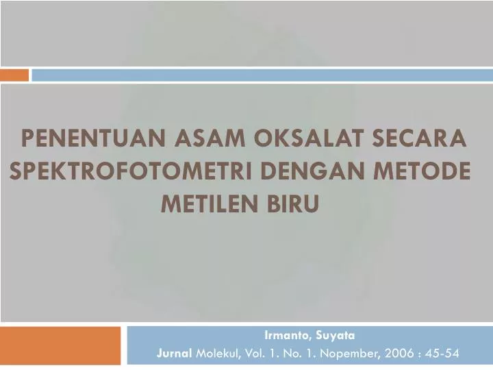 penentuan asam oksalat secara spektrofotometri dengan metode metilen biru