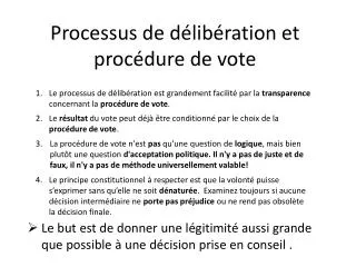 processus de d lib ration et proc dure de vote