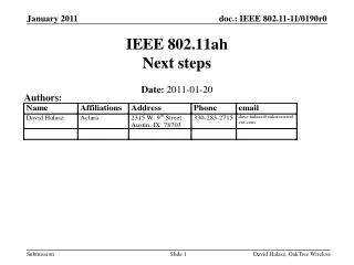 IEEE 802.11ah Next steps