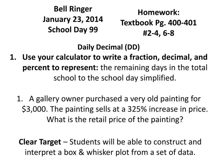 bell ringer january 23 2014 school day 99