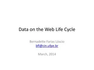 Data on the Web Life Cycle