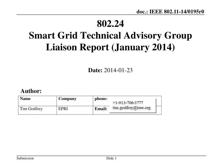 802 24 smart grid technical advisory group liaison report january 2014