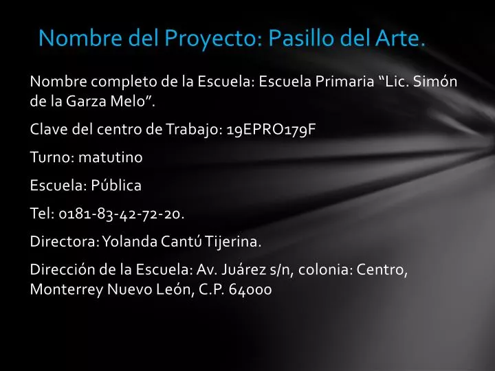 nombre del proyecto pasillo del arte