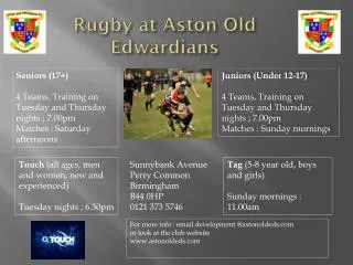 Rugby at Aston Old Edwardians