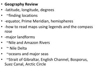 Geography Review -latitude, longitude, degrees ~finding locations