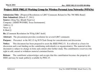 Project: IEEE P802.15 Working Group for Wireless Personal Area Networks (WPANs)