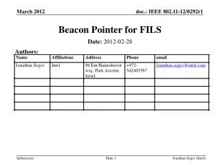 Beacon Pointer for FILS