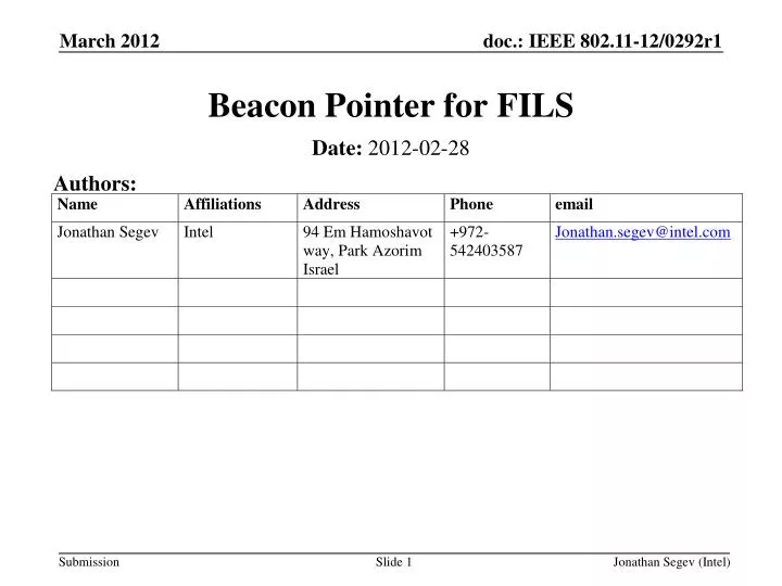 beacon pointer for fils