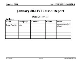 January 802.19 Liaison Report