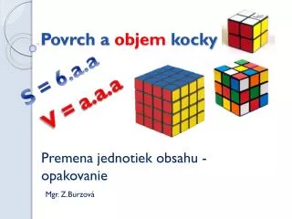 povrch a objem kocky