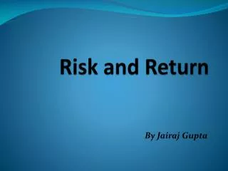 Risk and Return