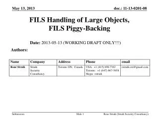 FILS Handling of Large Objects, FILS Piggy-Backing