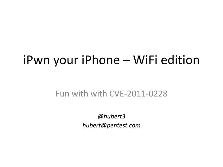 ipwn your iphone wifi edition