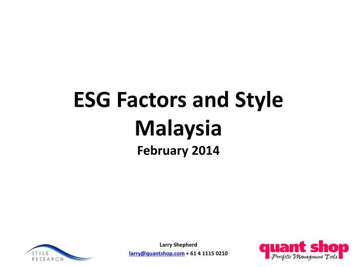 esg factors and style malaysia february 2014