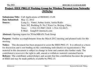 Project: IEEE P802.15 Working Group for Wireless Personal Area Networks (WPANs)