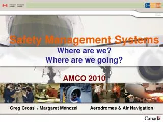Safety Management Systems Where are we? Where are we going? AMCO 2010
