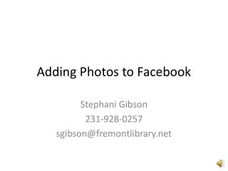 Adding Photos to Facebook