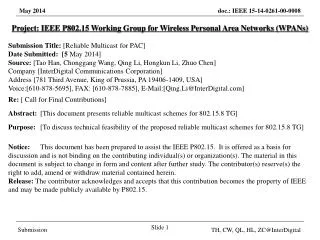 Project: IEEE P802.15 Working Group for Wireless Personal Area Networks (WPANs)