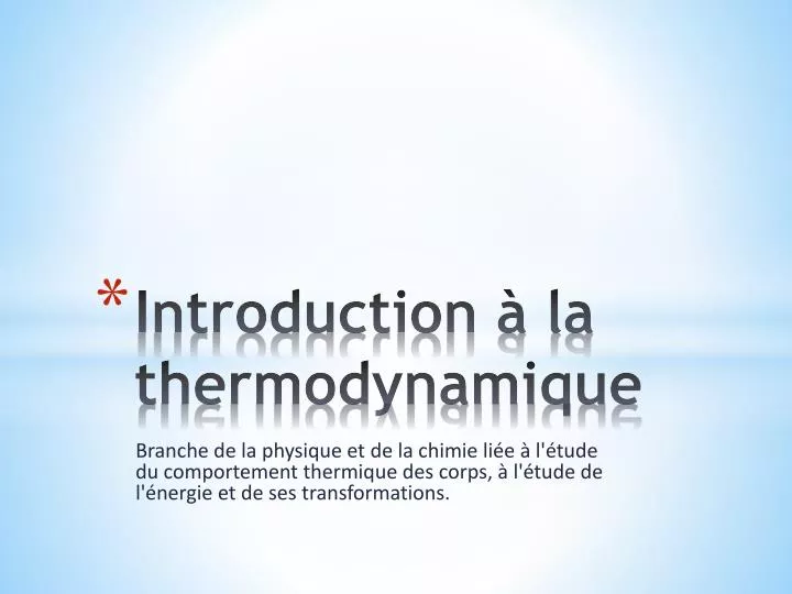 introduction la thermodynamique