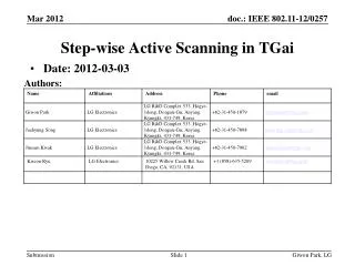Step-wise Active Scanning in TGai