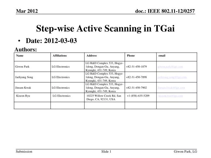 step wise active scanning in tgai