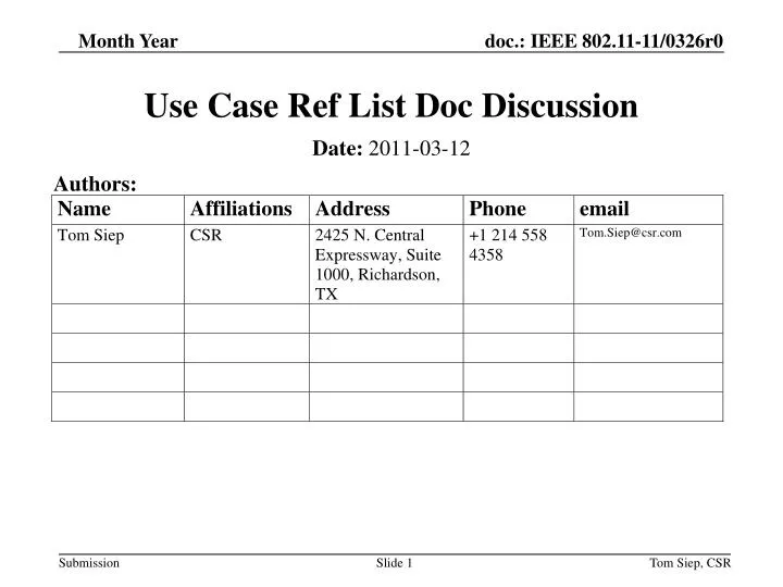 use case ref list doc discussion