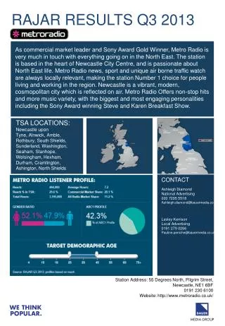 RAJAR RESULTS Q3 2013