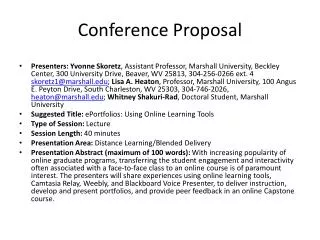 Conference Proposal