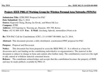 Project: IEEE P802.15 Working Group for Wireless Personal Area Networks (WPANs)