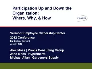 Participation Up and Down the Organization : Where , Why, &amp; How